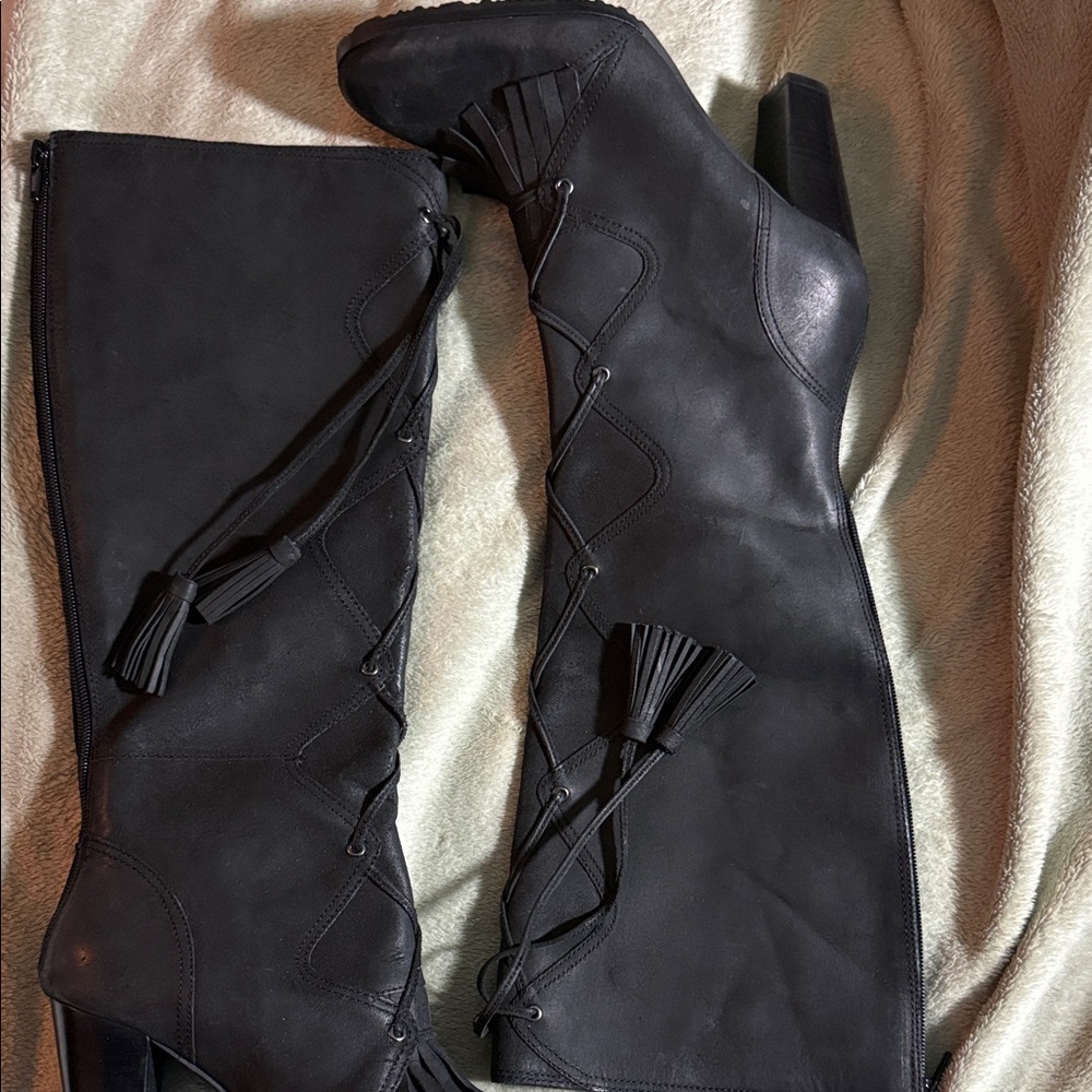 Plenty by Tracy Reese: Women's Black Tassel Knee-High Boots